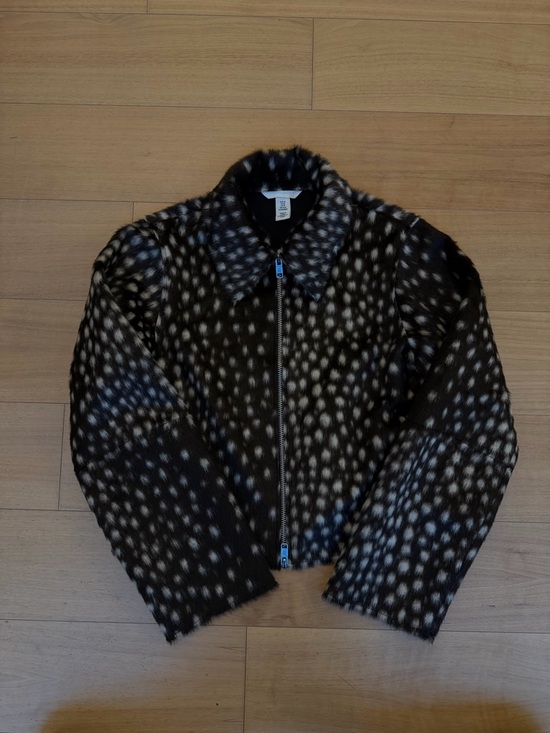 H&M Jackets & Blazers - H&M Black and White Faux Fur Zip Jacket